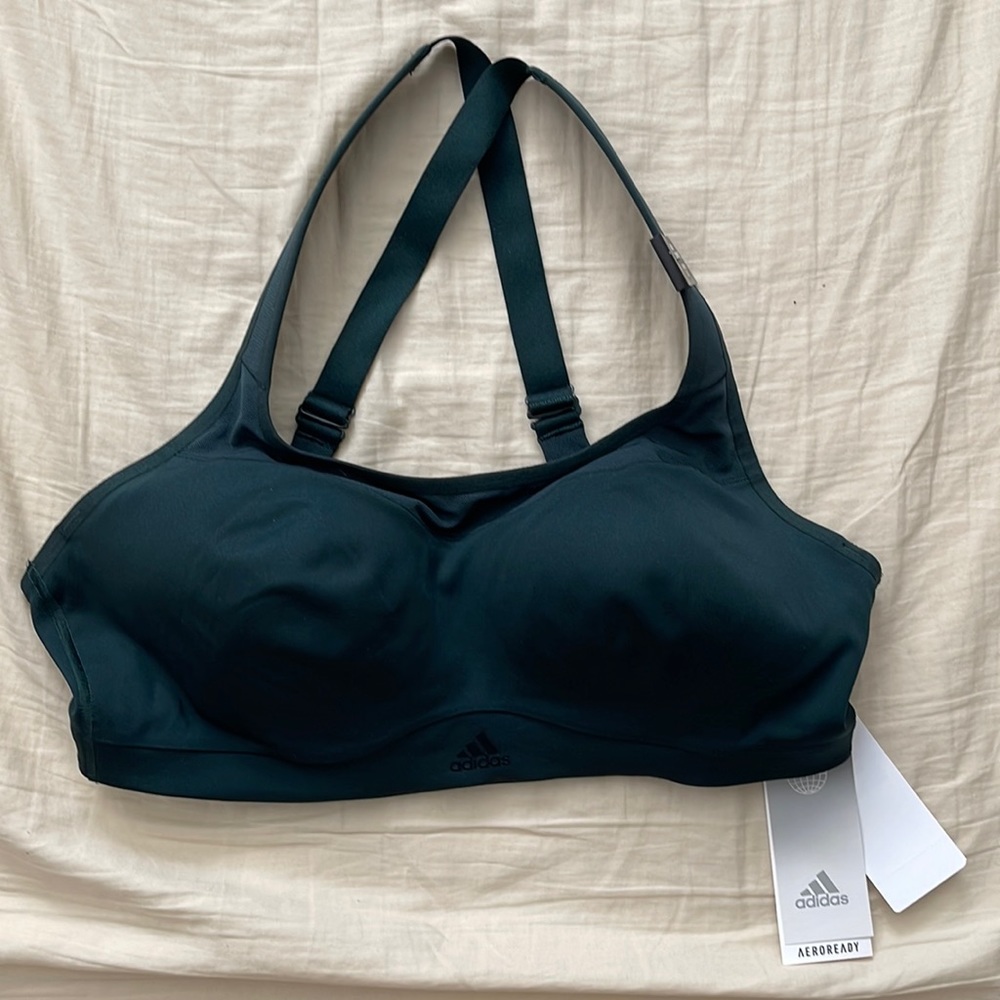 ADIDAS TLRD IMPACT TRAINING HIGH-SUPPORT BRA. GREEN AND BLACK